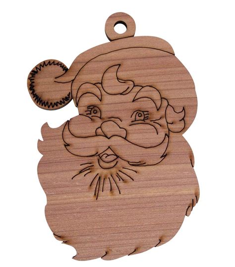 Laser Engraved Santa Christmas Tree Ornament Cedar Wood