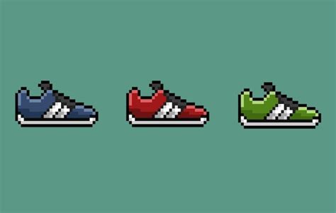 Premium Vector Shoe With Different Color Set In Pixel Art Style