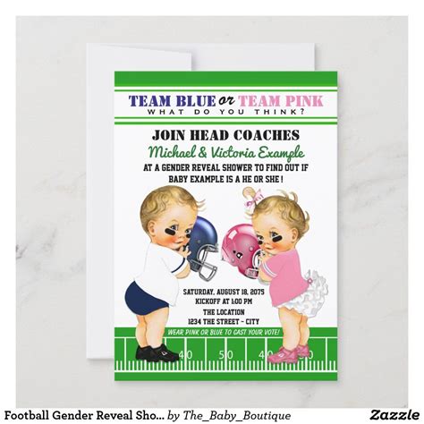 Football Gender Reveal Shower Invitations Zazzle Football Gender