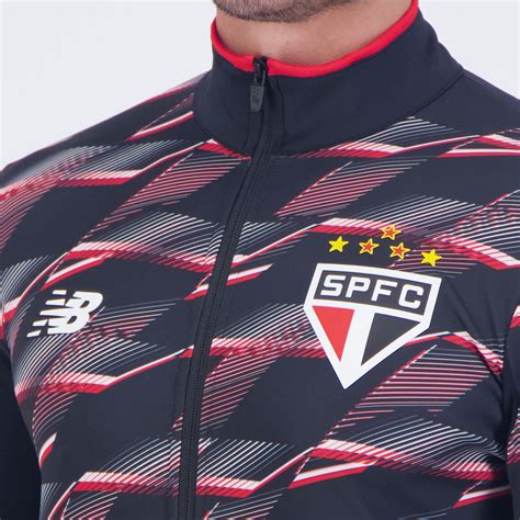 Jaqueta New Balance S O Paulo Pr Jogo Preta E Vermelha Futfanatics