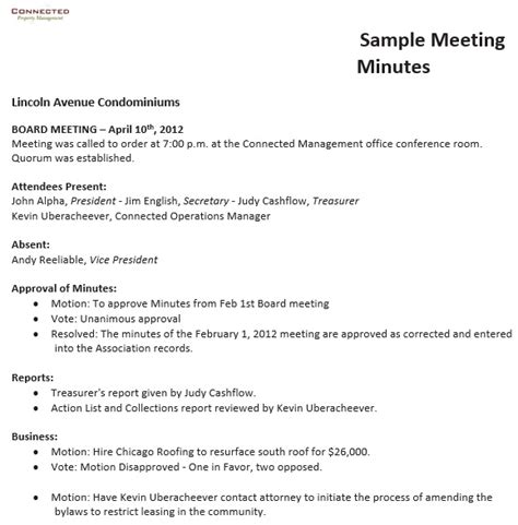 Free Corporate Minutes Template