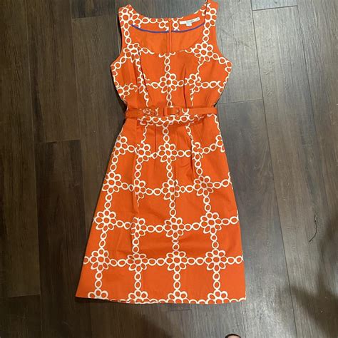 Boden Women S Orange And White Dress Depop