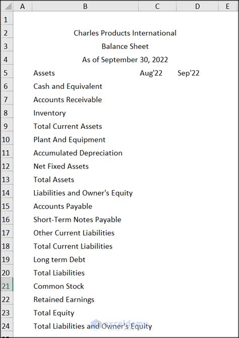 How to Create Monthly Balance Sheet Format in Excel (6 Steps)