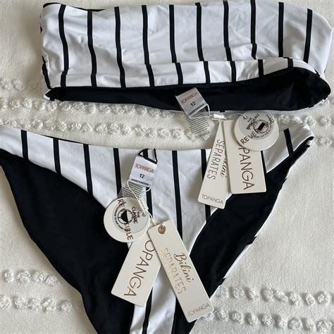 Black And White Striped Bikini Top And Bottoms Depop