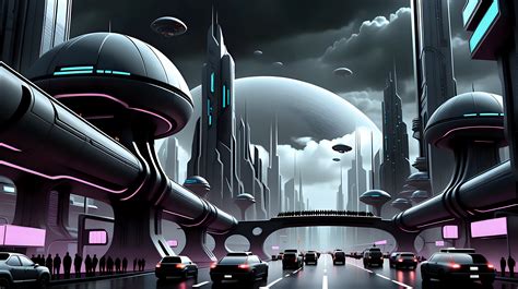 Dark Futuristic Cityscape with Sky Traffic | MUSE AI