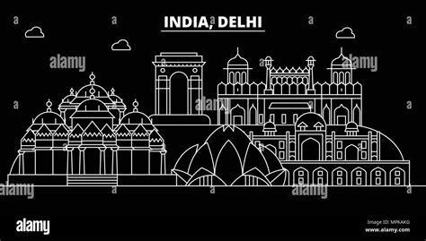 Delhi skyline silhouette Black and White Stock Photos & Images - Alamy