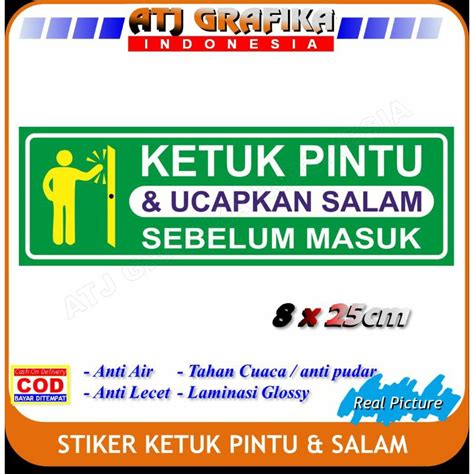 Jual Stiker Ketuk Pintu Dan Ucapkan Salam Sebelum Masuk Sticker Rumah