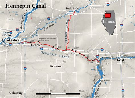 Hennepin Canal Map Between The Rock And The Illinois Rivers Steve