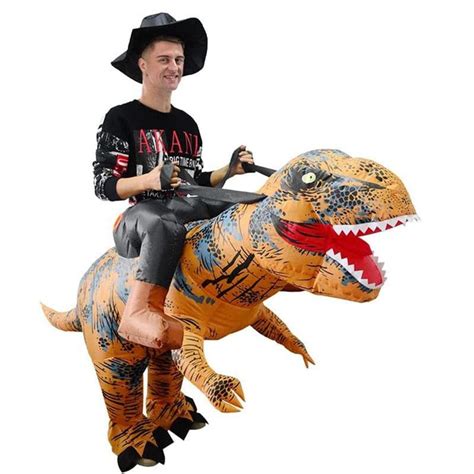 T Rex Inflatable Costume Adult Funny Ride On Dinosaur Costume Blow Up