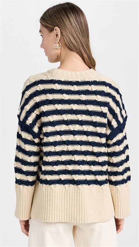 Madewell Cable Knit Oversized Sweater In Stripe Shopbop