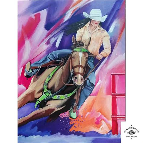 Peinture Western The Pink Barrel Cowboy World