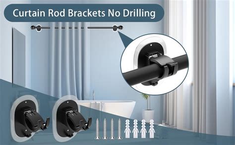 Amazon Pack No Drill Curtain Rod Brackets Self Adhesive Curtain