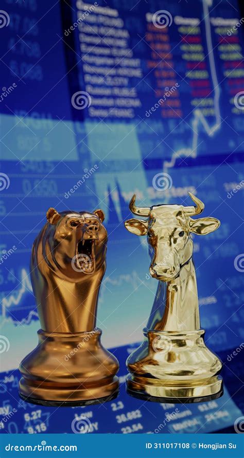 Stock Trading Corporate Bear and Bull with Chart. 3D Illustration Stock ...