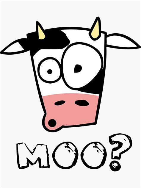 "Moo? (light colours)" Sticker by PedroTheLion | Redbubble