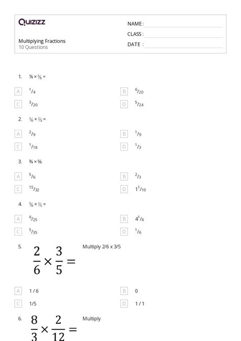 50 Multiplying Fractions Worksheets For 4th Class On Quizizz Free