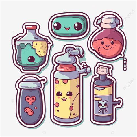 Kawaii Embotellado Pegatinas Vector PNG Pegatina En La Web Clipart