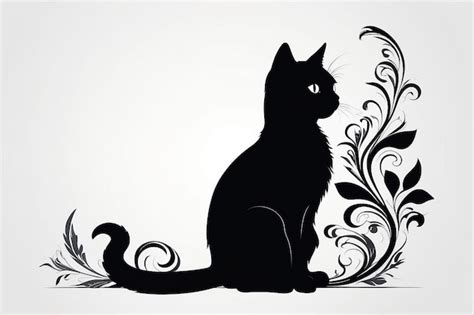 Premium Photo Vector Silhouette Sitting Cat On White Background