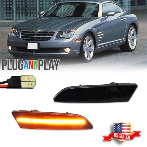 Gtinthebox Full Amber Led Smoked Front Side Marker Lights For 2004 2008 Chrysler Crossfire