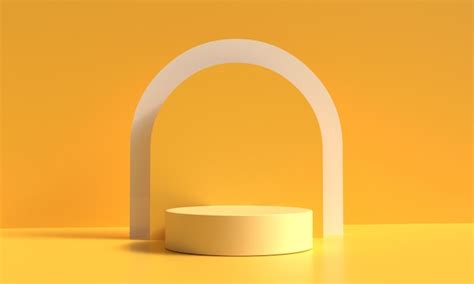 Premium Photo 3d Render Stage Podium Product Yellow