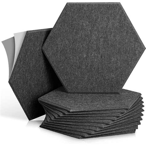 Hexagon Lot de 12 plaques acoustiques autocollantes gris foncé A146