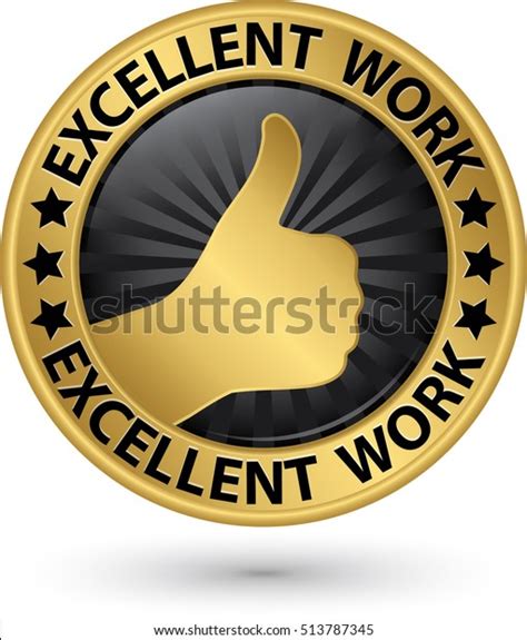 Excellent Work Golden Sign Thumb Vector Vector De Stock Libre De