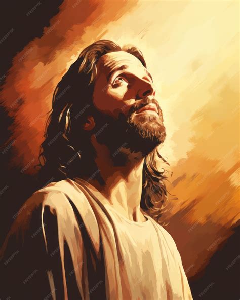 Premium AI Image | a painting of jesus looking up to the sky