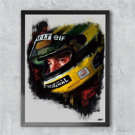 Quadro Decorativo Poster Artistico Ayrton Senna Emoldurado X Cm Em