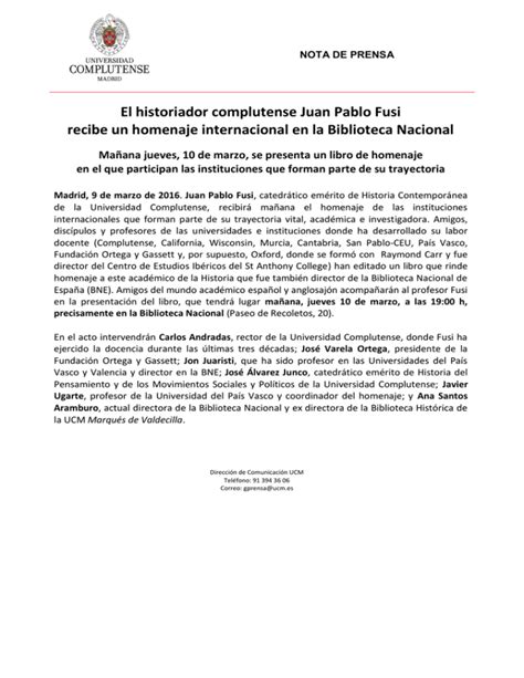 Homenaje Internacional A Juan Pablo Fusi En La Biblioteca Nacional