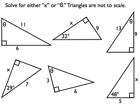 Right Angle Trigonometry Worksheets