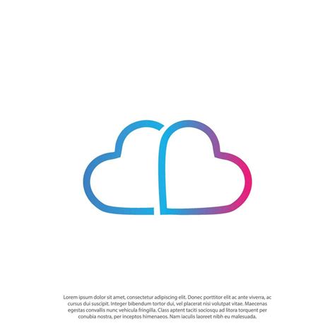 Cloud love logo, with combined cloud shape and love shape as one cloud ...