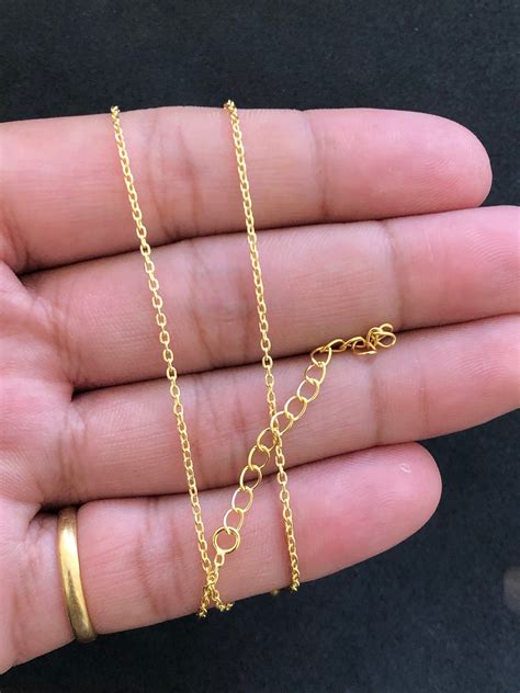 14k Gold Diamond Cut Cable Link Chain 1mm Cable Anchor Chain Necklace