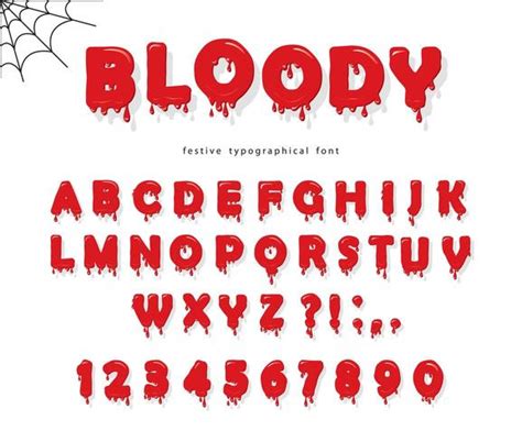 Halloween blood font. Abc bright red liquid letters and numbers. 669400 ...