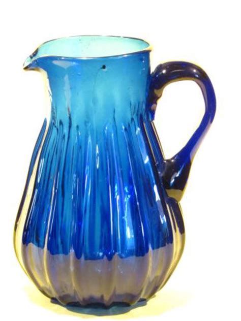 Pichet Verre Teinte Bleu Cobalt Souffl Et Moul Traces Du Pontil