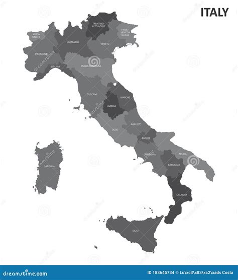 Mappa Delle Regioni Italiane Illustrazione Vettoriale Illustrazione