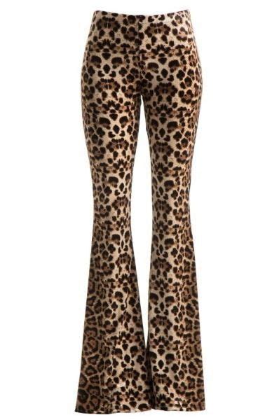 Here Kitty Kitty Velvet Leopard Bell Bottom Pants Leopard Print