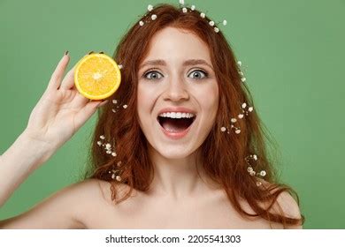 Beautiful Excited Happy Half Naked Topless Stock Photo 2205541303