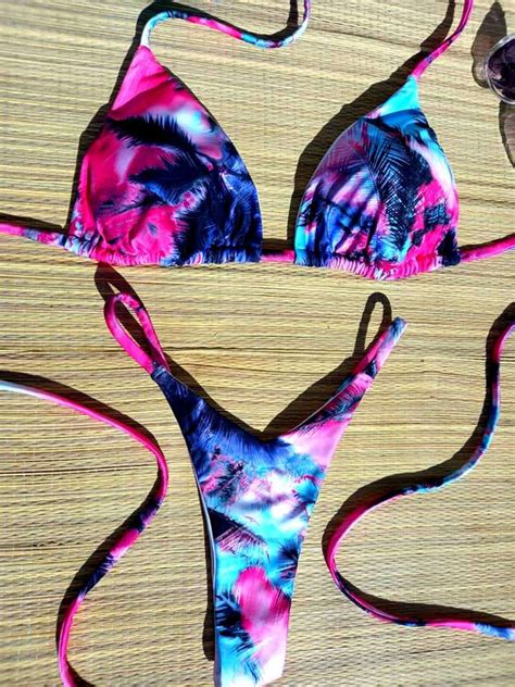 Thong Bikini Set Triangle Bikini V Front Bikini Etsy