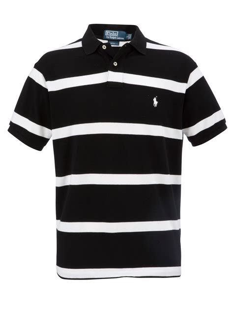 Polo Ralph Lauren Custom Fit Stripe Polo Shirt In Black For Men Lyst Uk