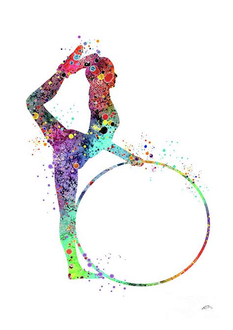 Rhythmic Gymnastics With Hoop Sports Print Watercolor Print Dancer Girl