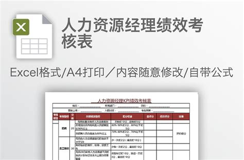 人力资源经理绩效考核表 Excel表格 办图网