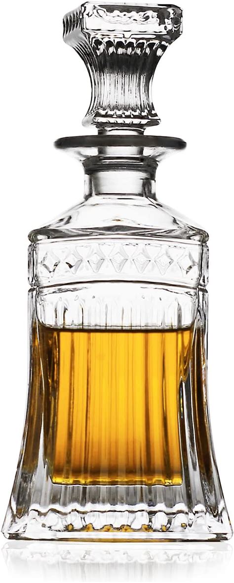 Buy LUXU Whiskey Decanter,Striped Whiskey Decanter with Stopper,Premium 18 oz Whiskey Decanter ...