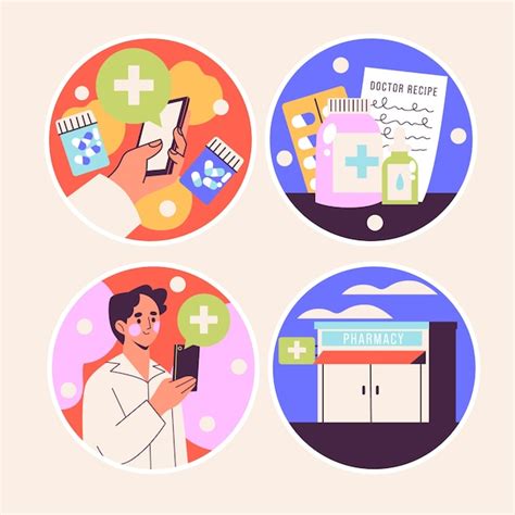 Free Vector Naive Pharmacy Stickers Collection