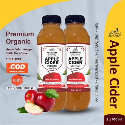 Promo Cuka Apel Organik 1 Liter Apple Cider Vinegar Premium With The ...