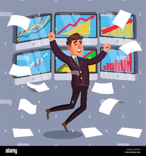 Successful Trader Vector Stock Market Graph Diagram Ascending Graphs