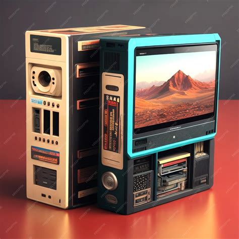 Premium Photo | Retro vhs packaging and computer