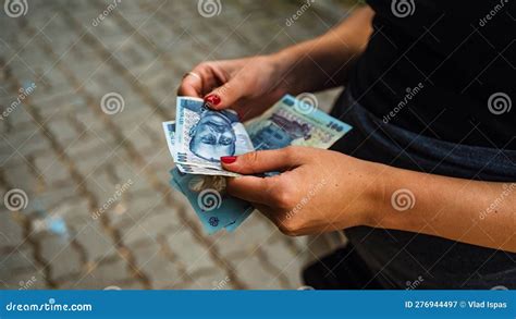 Romanian Lei Currency Banknote Ron Money European Currency Stock Image