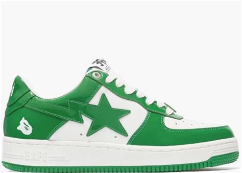 A Bathing Ape Bape Sta Patent Leather Green White Hype Clothinga