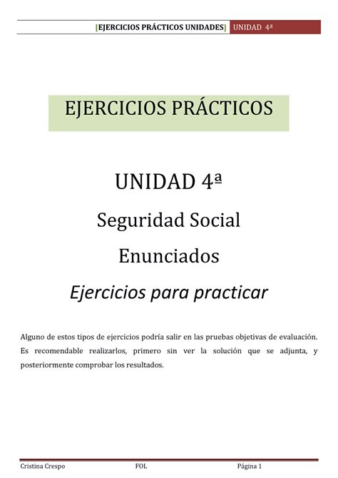 Enunciados Ejercicios PARA Practicar UD 4 Seguridad Social