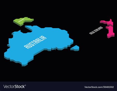 Isometric Political Map Australia Royalty Free Vector Image