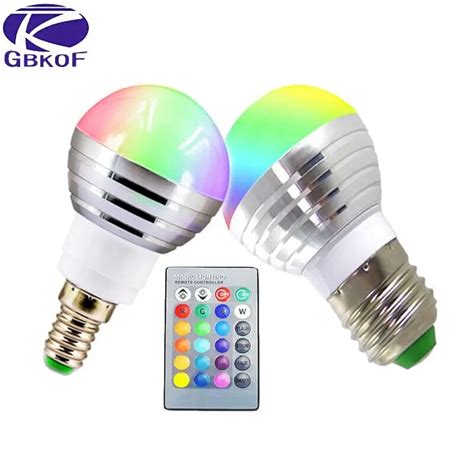 E14 E27 RGB LED Bulb 3W 16 Color Changeable Lamp LED Spotlight 24Keys